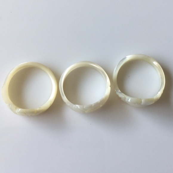 3 Rings Vintage Carved Abalone Shell Bundle Gift - Picture 5 of 8